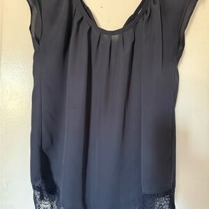 LC Lauren Conrad Blue Cap Sleeve Embellished Blouse